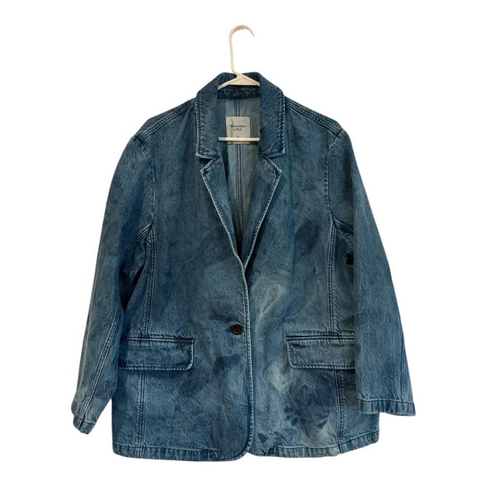 Abercrombie & Fitch Oversized Denim Blazer Jacket Women’s XL Blue